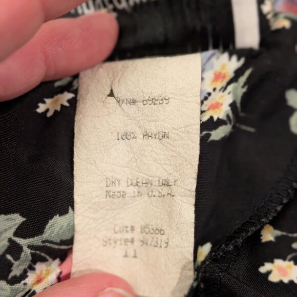 Young Edwardian Vintage Black Floral Midi Dress, Size 11, EUC! - Picture 7 of 7